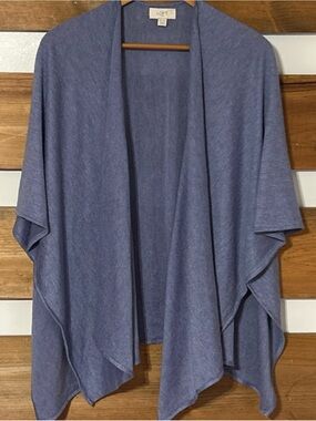 LOFT Lightweight Blue Poncho Shawl Open Front Cape Style Casual One Size
